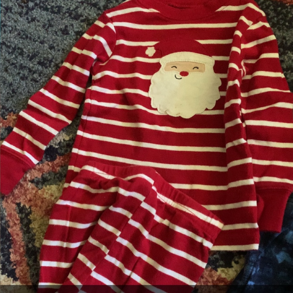 Red and White Striped Santa Pajama Set